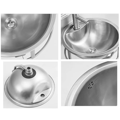 Lavabo mural inox de 43 cm évier rond avec support de fixation cuisine