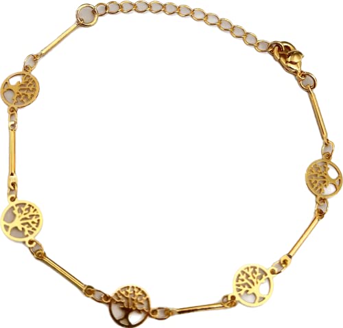 Pulseira árvore da vida folheada a 10 milésimos de ouro 18k