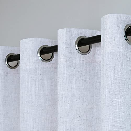 White Curtains 84 Inches Long For Living Room 2 Panel Set Antique Shabby Chic Grommet Privacy Light Filtering Semi Sheer Linen Cotton Curtains For Bedroom Window Drape Length Dining Farmhouse Decor #TOP5