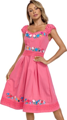 Image of Women's Mexican Dress Embroidered Causal Lace Party Dress