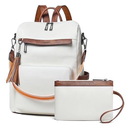Shrrie Mochila de piel vegana para portátil de 15,6 pulgadas para mujer. Mochila de trabajo, mochila de viaje de moda para viajes, universidad, trabajo