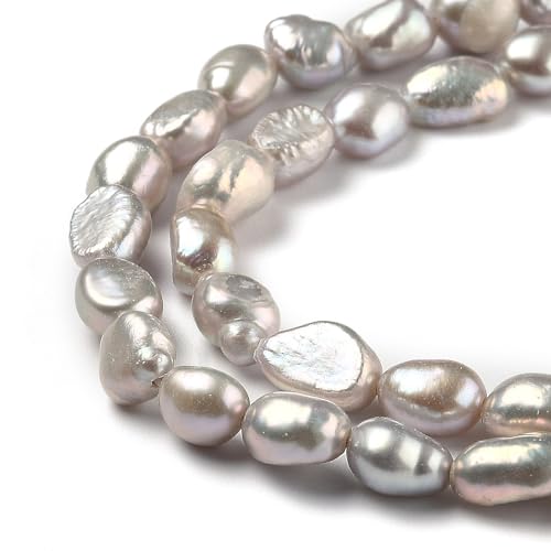 Beadthoven 48pcs Natural Cultured Freshwater Pearl Beads Gray Rice Baroque Freshwater Pearl Beads for Craft Jewelry Making Hole: 0.5mm - Image 2
