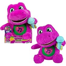 Fisher-Price Barneys World Toddler Toys, Barney Tall Plush, 10.5 -inch Figure with Sounds, Soft Texture for Play, Kids Ages 2+ Years