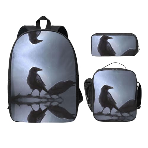 Mochila ligera de Ravens con acabados reforzados y kit de 3 piezas con lonchera