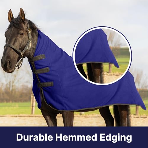Image of RESISTANCE Fleece Contour Horse Cooler - Anti-Sweat Moisture Wicking, 3 Quick-Grip Neck Closures, Tail Cord, Durable Hemmed Edges, Polar Soft Fleece, Post-Exercise Cool Down