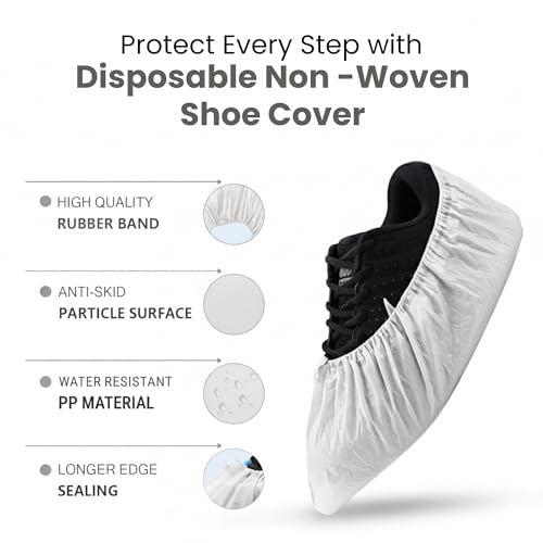 Image of Disposable Shoe Covers | Non-Woven Breathable Anti-Slip Foot Covers with Elastic | Not Waterproof | Indoor Hygiene for Hospital, Clinic, Home Cleaning & Visitors Use | Free Size