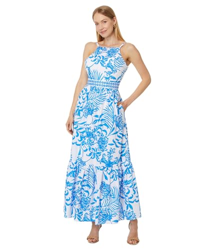 charlese cotton maxi dress Lilly Pulitzer Womens Charlese Cotton Halter Maxi Resort White Glisten in  The Sun 8 : Clothing, Shoes & Jewelry
