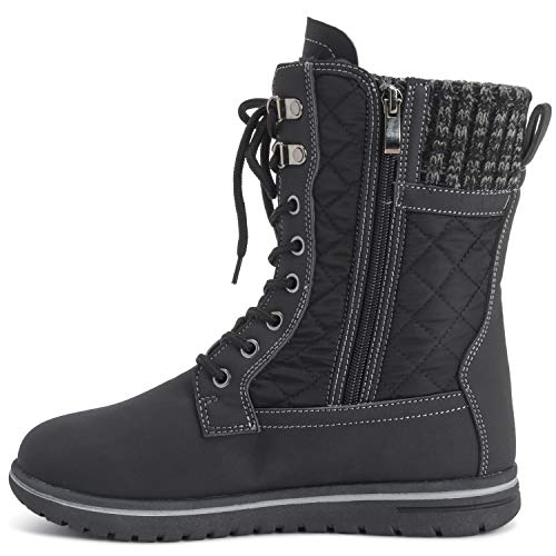 Polar Products Womens Quilted Short Faux Fur Snow Waterproof Winter Durable Warm Boots - 7 - BLK38 AYC0525