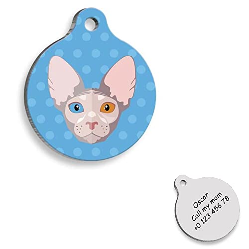 Sfenks Cat id Tag Heart - Cat Personalized Dog Tag - Cat Custom Name Tag - Customized Pet Tags - Cat Name id Tag for Dog - Cat Name Tag