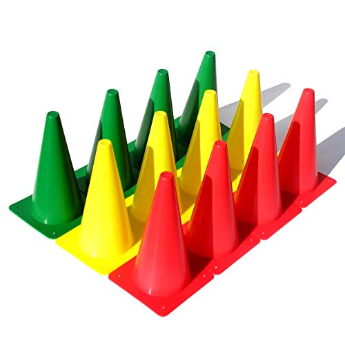 OnCourt OffCourt Stoplight Cones – Set of 12 / Red, Yellow, Green
