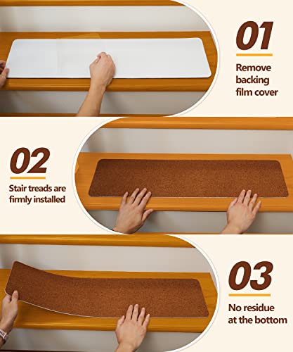 Stair Treads Carpet Non-Slip - 8"X30" Stair Mats Non-Slip Indoor - Stair Runners For Wooden Steps And Wood Stairs - 100% Polyester Tpe Backing Reusable - Safety For Pets Elders Kids (14 In Pack Brown) #TOP2