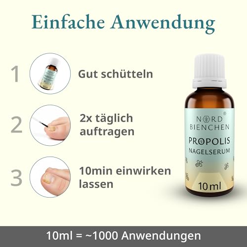 Propolis Nagelserum - gegen gelbe, brüchige Nägel - Nagel Behandlung schnell & intensiv - Mittel gegen Problemnägel - mit natürlichem Bienenharz - Nail Care Pen & Stift Alternative 10ml - Nordbienchen