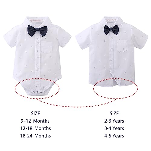 Image of Volunboy Baby Boy Formal Short Set Toddler Summer Gentleman Outfit Kid Short Sleeve Bowtie Shirt Suspender Shorts Suit