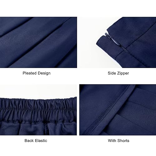 Tivifox Saias femininas plissadas de tênis femininas cintura alta saia evasê uniforme escolar shorts