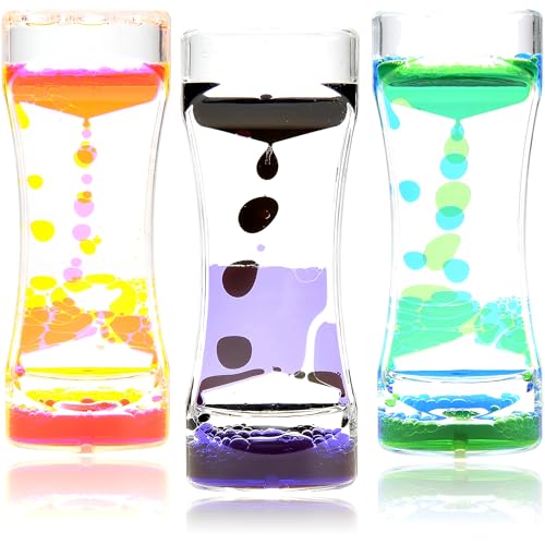 PowerTRC 3 Pack Liquid Motion Bubblers Sensory Toys, Liquid Bubble Timer Fidget Stress Relief Desk Toys Visual Oil Timer Calming Anxiety, ADHD & Autism Handheld Water Game