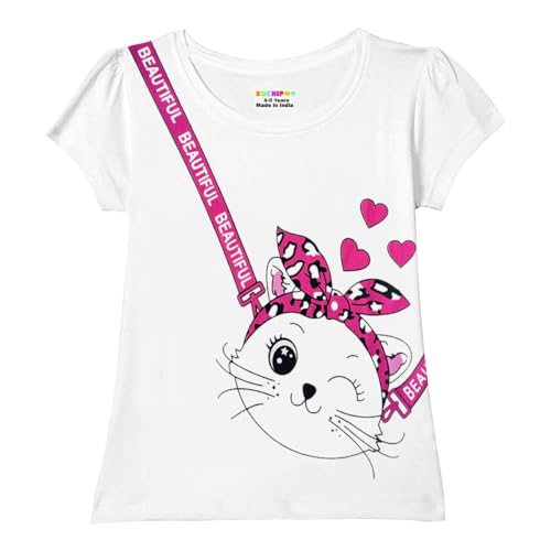 Image of Kuchipoo Girls Half Sleeves Regular Fit Cotton T-Shirt