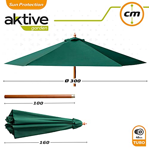 Aktive Ombrellone Da Giardino Grande, Ombrellone, Ombrellone Da Giardino Grande Per Esterni, Ombrellone Da Giardino, Ø 300 Cm, Ombrellone Esagonale, Grigio, Palo In Legno, Giardino - 6