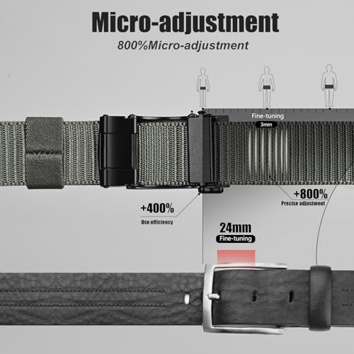 2 Pack Mens Ratchet Belt, Casual Tactical Golf Nylon Web Belt with Automatic Slide Buckle4