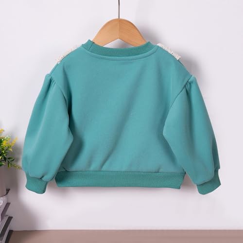Toddler Girls Lace Patchwork Crewneck Sweatshirt Long Sleeve Loose T-Shirts Casual Pullover Tee Tops for Kids 1-7 Years4