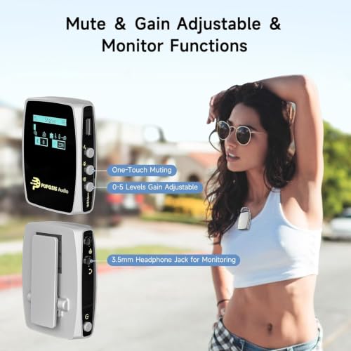 Wireless Lavalier Microphones for phones Cameras, Mini Mic Lapel Wireless Microphone with 20H Battery Life, 64GB TFcard Slot, DSP Noise Cancelling for Record Interview, Vlogs, YouTube, Tiktok — view 2