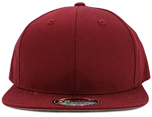 Image of KBETHOS Classic Snapback Hat Blank Cap Underbrim Cotton Wool Blend Flat Visor Adjustable Unisex