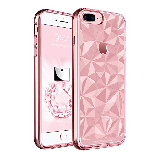 BENTOBEN Case for iPhone 8 Plus/7 Plus 5.5 Inch, Super Slim Sleek Girly Shock Proof Non Slip Protection Soft TPU PC Bumper Girls Women Phone Covers for Apple iPhone 8+/7+ Plus, Rose Gold