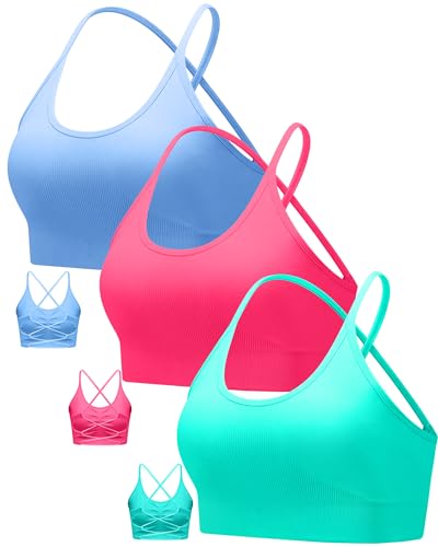 Image of RUNNING GIRL Sports Bras for Women,Sexy Crisscross Back Seamless Supportive Sports Bra Medium Support with Removable Pads