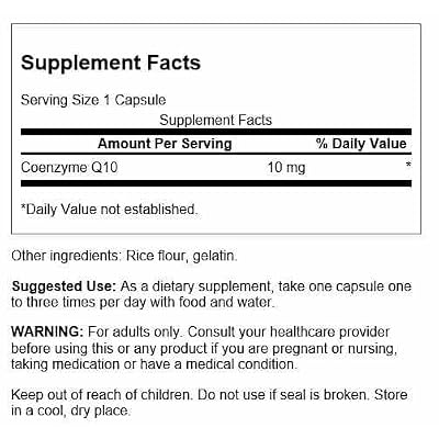 Swanson Coq10 10 Milligrams 100 Capsules