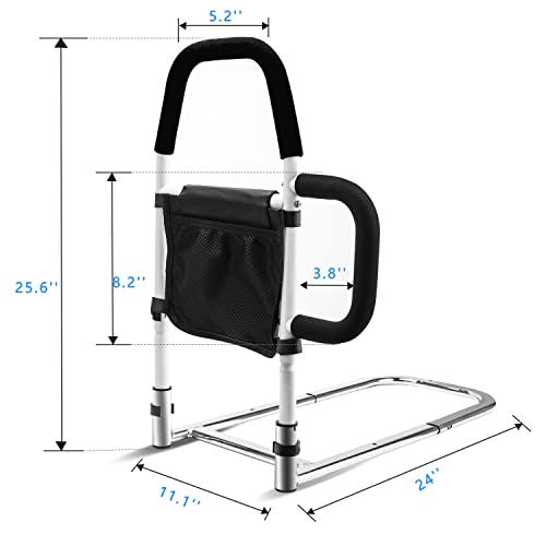 Whomec Bed Rails For Elderly Adults - Bed Assist Rail With Double Grab Bars & Fall Prevention Guard & Storage Pocket Fits King, Queen, Full, Twin, Support Up To 300Lbs, Height 25.6'' #TOP1