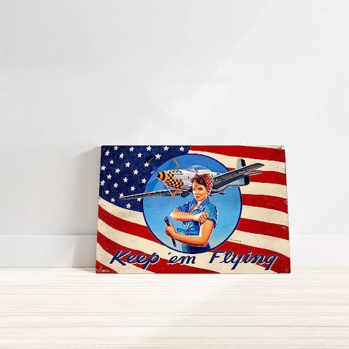 ILKSTI Rosie Riveter Keep em Flying Patriotic WWII Tin Signs Vintage Decor for Bars,Diner,Cafes Pubs Garage Home Wall Art Poster Metal Plaques 11.8x7.9 Inch by ILKSTI - Used condition - Image 2