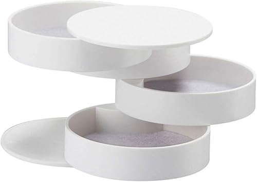 360° Rotating Jewelry Box for Women – 4-Layer Resin Jewelry Organizer for Rings, Earrings, Necklaces – Fashion Display Storage Case with Flocked Fabric Lining, Ideal Gift for Home or Store