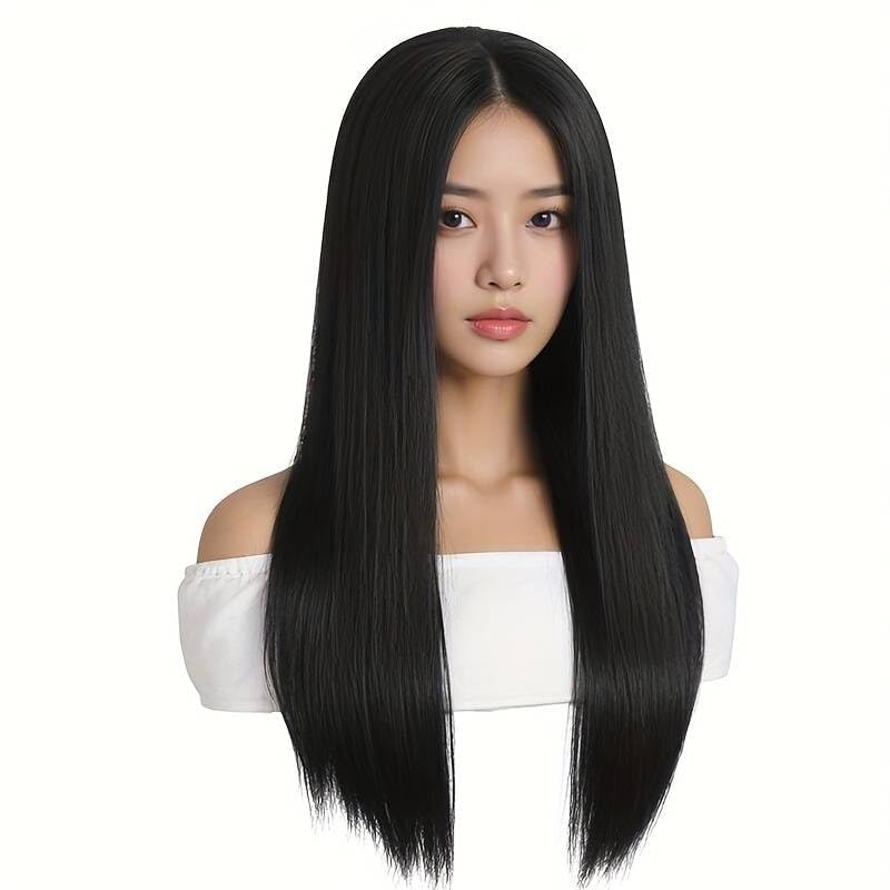 Akashkrishna Black Long Hair Wig Straight | Heat Resistant Synthetic Hair Wigs For Women | Wigs For All Occasions Easy To Style & Maintain| Washable | Includes Wig Cap & Comb