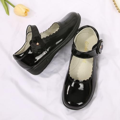 Girls' Black PU Leather Shoes Princess School Uniform Leisure Mary Jane Flats3