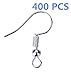 I-MART Silver Plated Ball & Coil Earring Hooks/Findings/Wires, Fish Hook Earrings/Hoops/Ear Wire for DIY Jewelry Making (Pack of 400 - Silver)