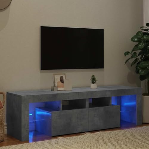 Sophrelle Mueble de TV con Luces LED Gris hormigón 140x36,5x40 cm Gris,804368