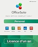 OfficeSuite Personal – Version complète – Documents, Sheets, Slides, PDF, Mail & Calendar pour 1 PC Windows et 2 appareils mobiles / Licence de 1 an