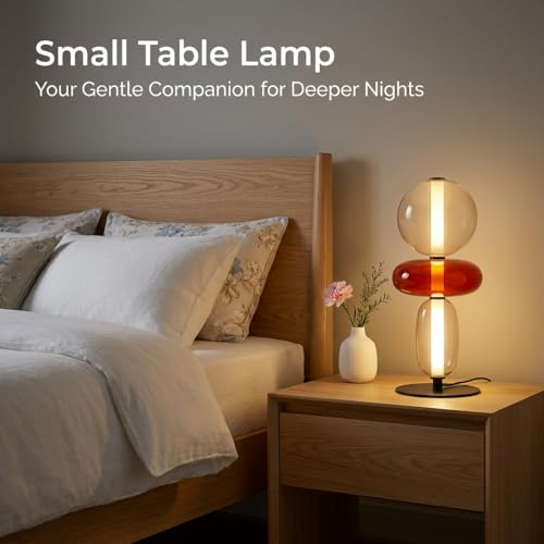 Image of Table Lamp 3-Color CCT (Warm + Natural + Cold White) Stacked Glass Orb Design Metal Base Bedroom Living Room Home Decor Light