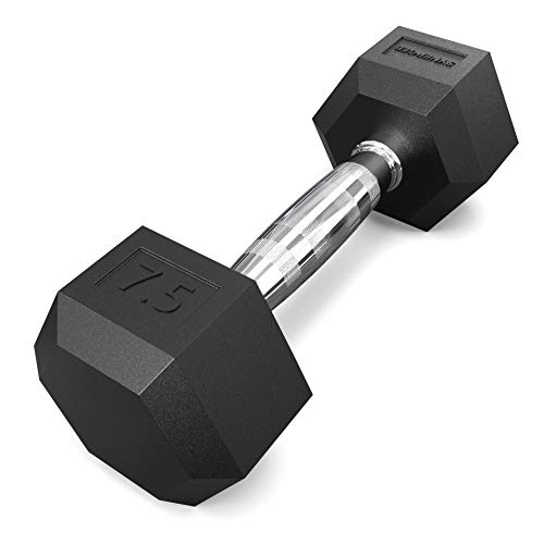 Synergee-Rubber-Encased-Hex-Dumbbells-with-Chrome-Handle-Sold-Individually-All-Purpose-Weights-for-Strength-Conditioning-Training-Available-Size-From-25-lbs-to-50-lbs