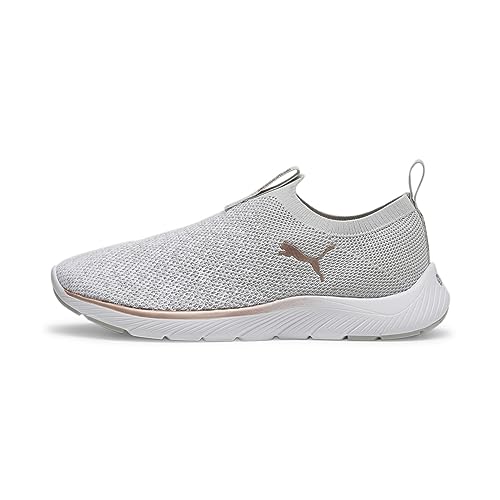 PUMA Women Softride Remi Slip-on Knit Wn's Zapatillas para correr en carretera, Ash Gray Puma White Rose Gold, 37.5 EU
