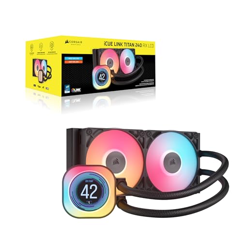Corsair iCUE LINK TITAN 240 RX LCD Liquid CPU Cooler – 240mm AIO – Low-Noise – FlowDrive Cooling Engine – Intel LGA 1851/1700, AMD AM5/AM4 – 2x RX120 RGB Fans – iCUE LINK System Hub Included – Black - Image 9