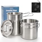 2 Pieces Stainless Steel Camping Cups, Stackable Camp Mug