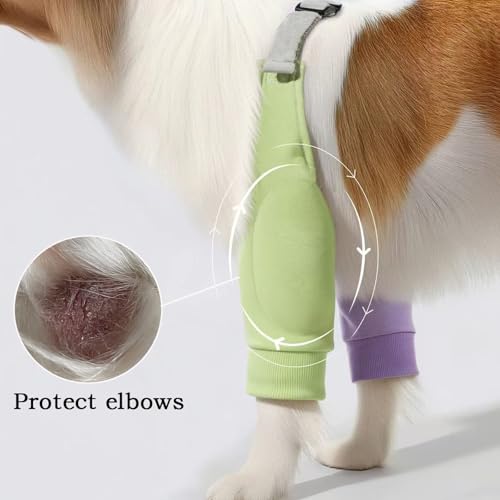 Image of Dog Elbow Pads Knee Protector Wraps Elbow Callus Treatment Sleeve for Wounds Front Legs Stop Licking Medium Large Dogs 2XL, Purple