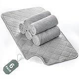 Forro para cambiador de pañales, antideslizante, de rizo suave, impermeable, acolchado, absorbente, lavable, paquete de 6 protectores de cambiador grandes de 14 x 27 pulgadas, color gris