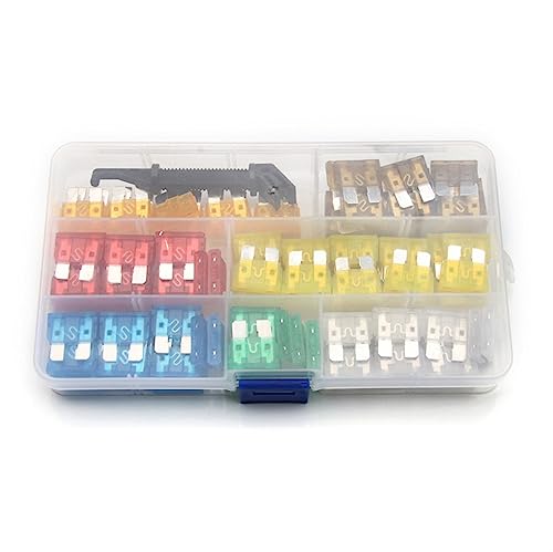 120PCS Medium Car Blade Fuse with Box + 1PCS Fuse Blade Holder for Automotive Boat Insurance Piece Assortment Set 5A-30A