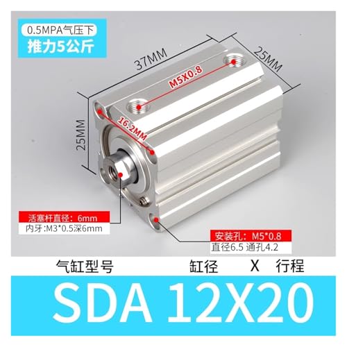 Mini vérin pneumatique mince SDA12*20 avec aimant intégré pour machine