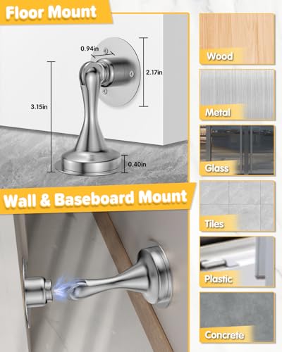 Door Stoppers Magnetic Door Catch - 2 Pack Stainless Steel Heavy Duty Door Holder Stops fo - image 3