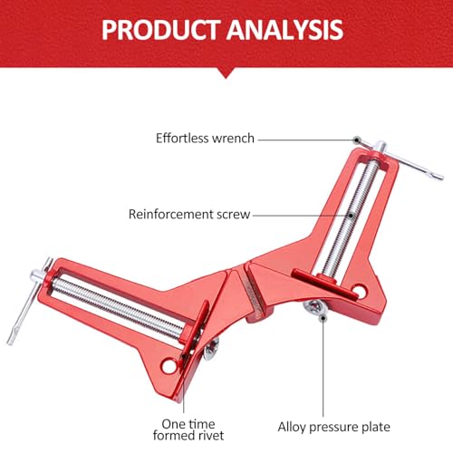Corner Clamps Woodworking Reinforced 90 Degree Camps Right Angle Clamping Angle Square Wood Square Quick Fix Cramp Red Dorsion Cramp DIY Red - Image 3