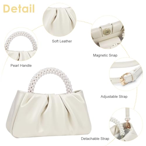 Image of PALAY Sling Bag for Woman Small Evening Purse Handbags Soft Leather Ruched Bag Bridal Clutch Party Prom Crossbody Purses