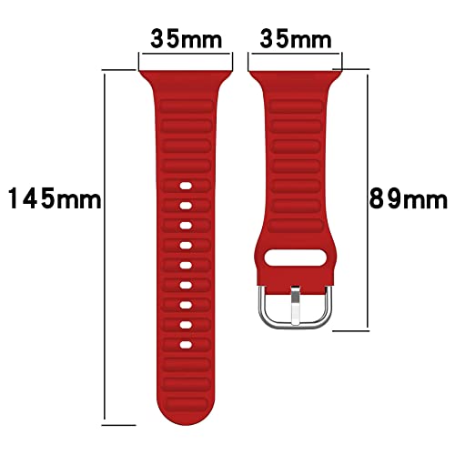 Image of TECHONTO 42mm,44mm & 45mm Tubular & Wavy design Soft Silicone Smart Watch Strap Compatible for Watch Series SE 8 7 6 5 4 3 2 with Classic Clasp for for Men & Women (Red)