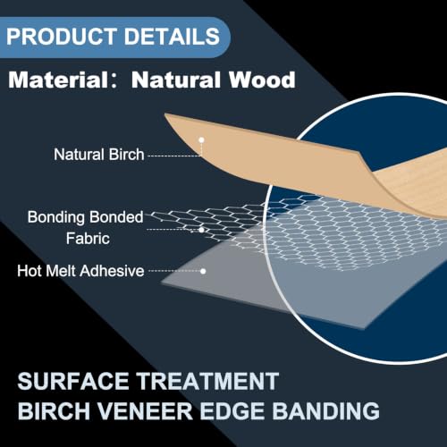 Cinta de borde de arce flexible PATIKIL, acabado de madera natural para muebles 3